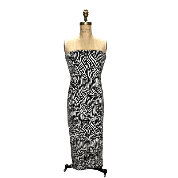 Jessica McClintock For Gunne Sax Women's Size 5 Strapless Maxi Dress zebra - Picture 8 of 8